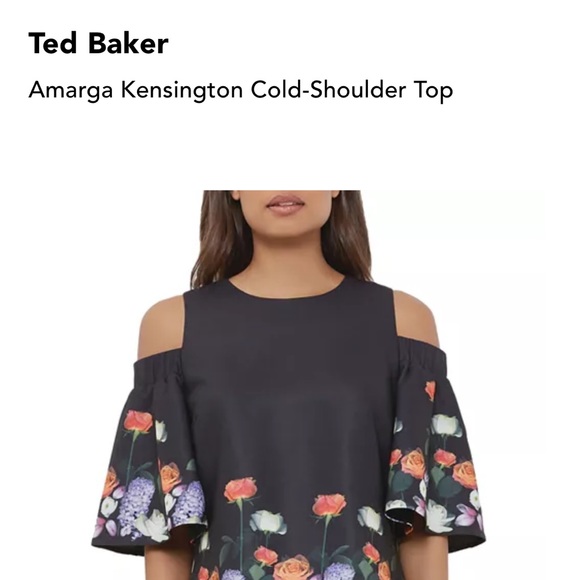 Ted Baker AMARGA KENSINGTON CUT OUT SHOULDER TOP IN BLACK - Picture 2 of 9